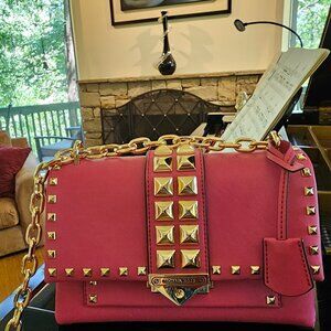New Michael Kors Cece Medium Studded Faux Leather Shoulder Bag Pink